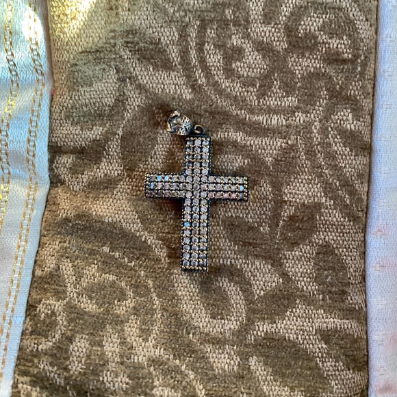 Antique Vintage Style Crystal Topaz Men or Unisex Cross Pendant - Picture 8 of 8